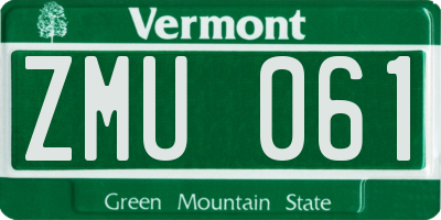 VT license plate ZMU061