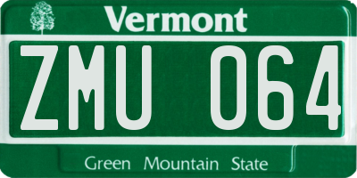 VT license plate ZMU064