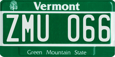 VT license plate ZMU066
