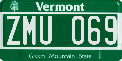 VT license plate ZMU069