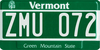 VT license plate ZMU072