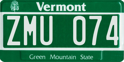 VT license plate ZMU074