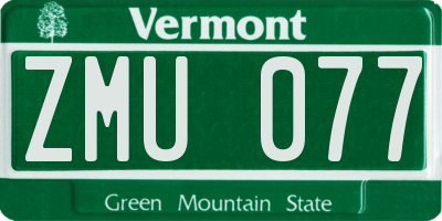 VT license plate ZMU077
