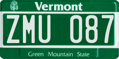 VT license plate ZMU087