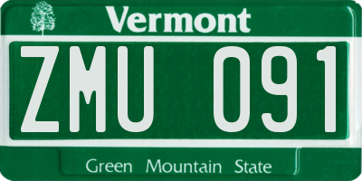 VT license plate ZMU091