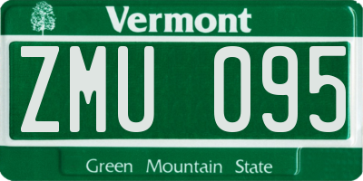 VT license plate ZMU095