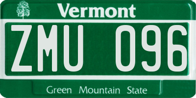 VT license plate ZMU096
