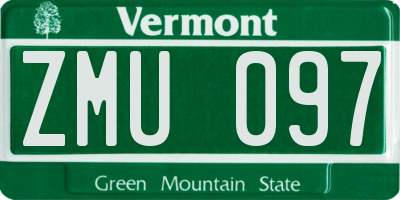 VT license plate ZMU097