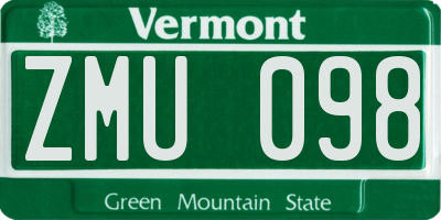 VT license plate ZMU098
