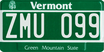 VT license plate ZMU099