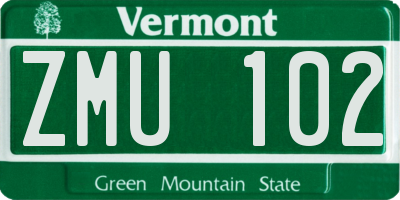 VT license plate ZMU102