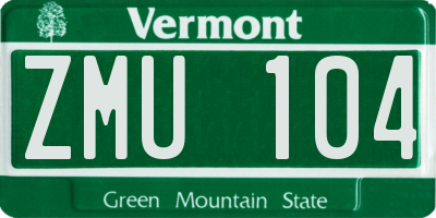 VT license plate ZMU104