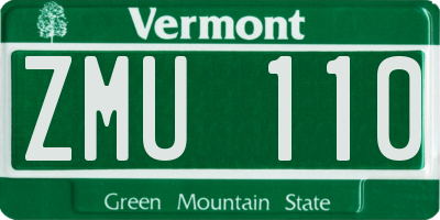 VT license plate ZMU110