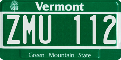 VT license plate ZMU112