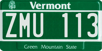 VT license plate ZMU113