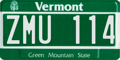 VT license plate ZMU114
