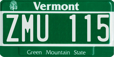 VT license plate ZMU115
