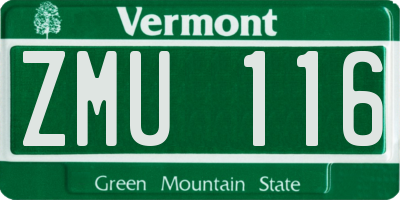 VT license plate ZMU116