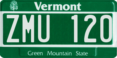 VT license plate ZMU120