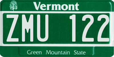 VT license plate ZMU122