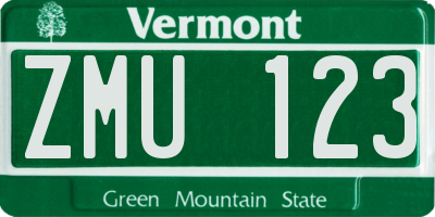 VT license plate ZMU123