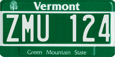 VT license plate ZMU124