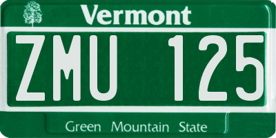 VT license plate ZMU125