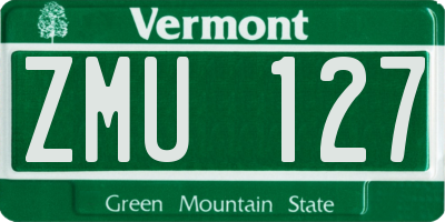 VT license plate ZMU127