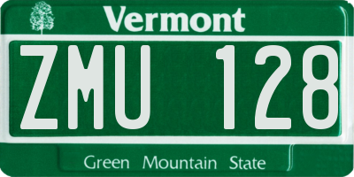 VT license plate ZMU128