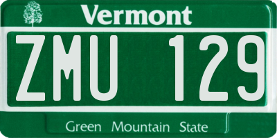 VT license plate ZMU129