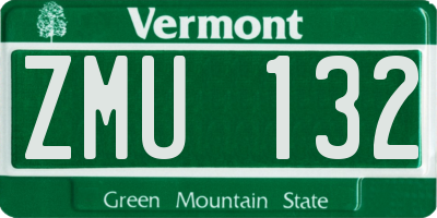 VT license plate ZMU132