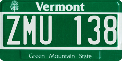 VT license plate ZMU138