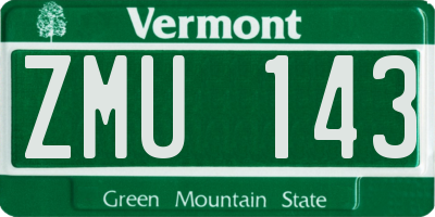 VT license plate ZMU143