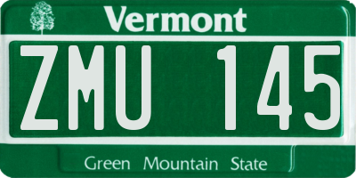 VT license plate ZMU145