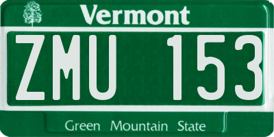 VT license plate ZMU153