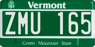VT license plate ZMU165