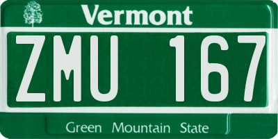 VT license plate ZMU167