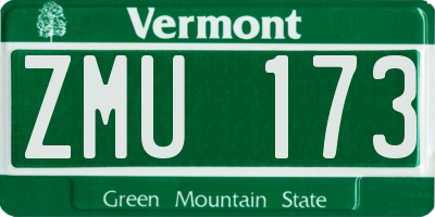 VT license plate ZMU173