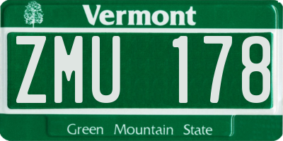 VT license plate ZMU178