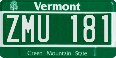 VT license plate ZMU181