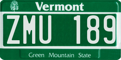 VT license plate ZMU189