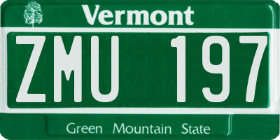 VT license plate ZMU197