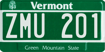 VT license plate ZMU201