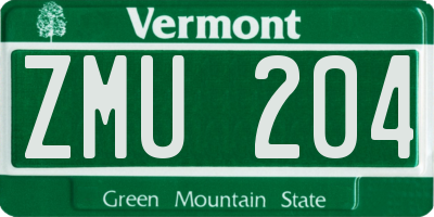 VT license plate ZMU204