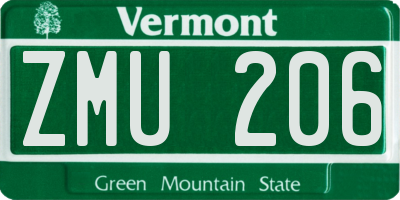 VT license plate ZMU206