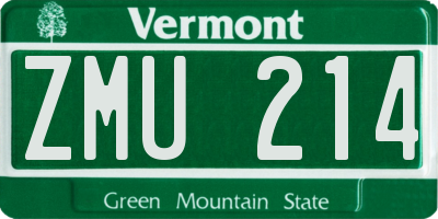 VT license plate ZMU214