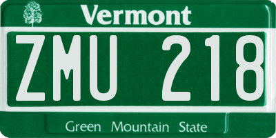 VT license plate ZMU218