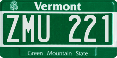 VT license plate ZMU221