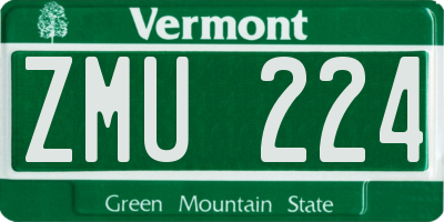 VT license plate ZMU224