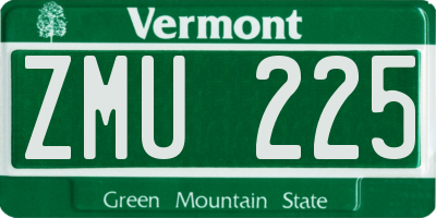 VT license plate ZMU225